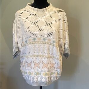 Women's white  Patterned Sweater featuring beach vibes